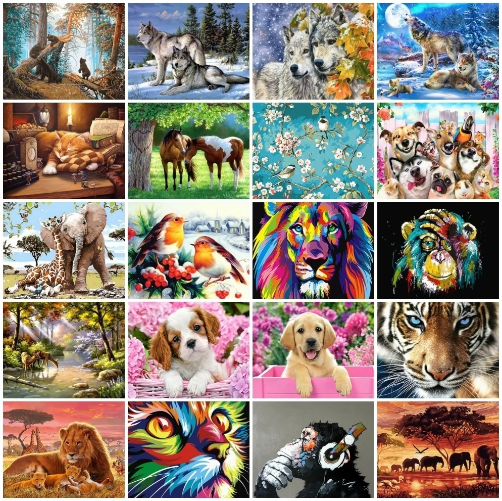 

JIEME 5D Diamond Painting Animals Full Drill Embroidery Cross Stitch Landscape Mosaic Handmade Home Decoration Gift