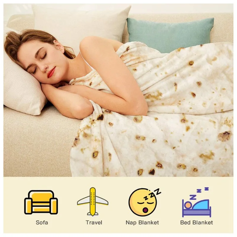 

Burrito Blanket Quilt Round Lunch Blanket Nordic Style Office Air Conditioning Blanket Home Flannel Blanket mexican blanket