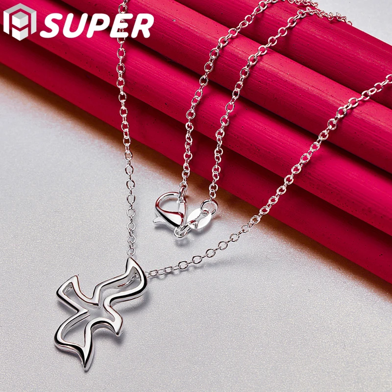 Женское ожерелье из серебра 925 пробы с подвеской в виде птицы