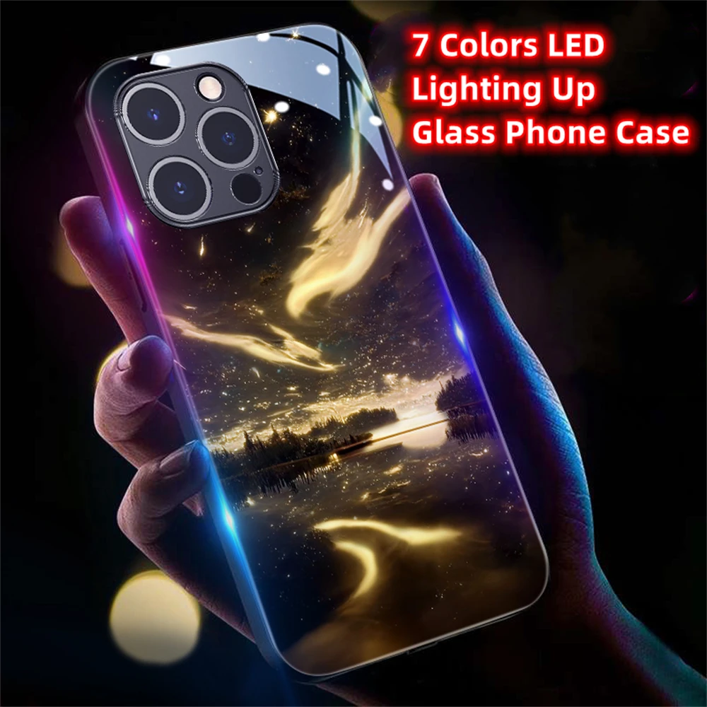 Фото Светящийся чехол Pretty Galaxy Beach LED Light Glow Luminous для iPhone Air 17 16 E 15 14 13 12 11 Pro Max с голосовым управлением №5