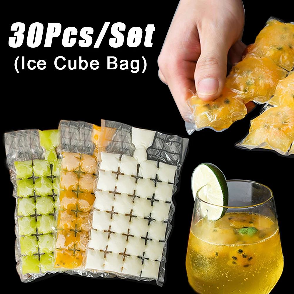 

1/30Pcs Disposable Freezing Bags Portable Transparent Self-sealing Ice Bags For DIY Drink Whiskey Ice Cube Mould Kitchen Gadgets