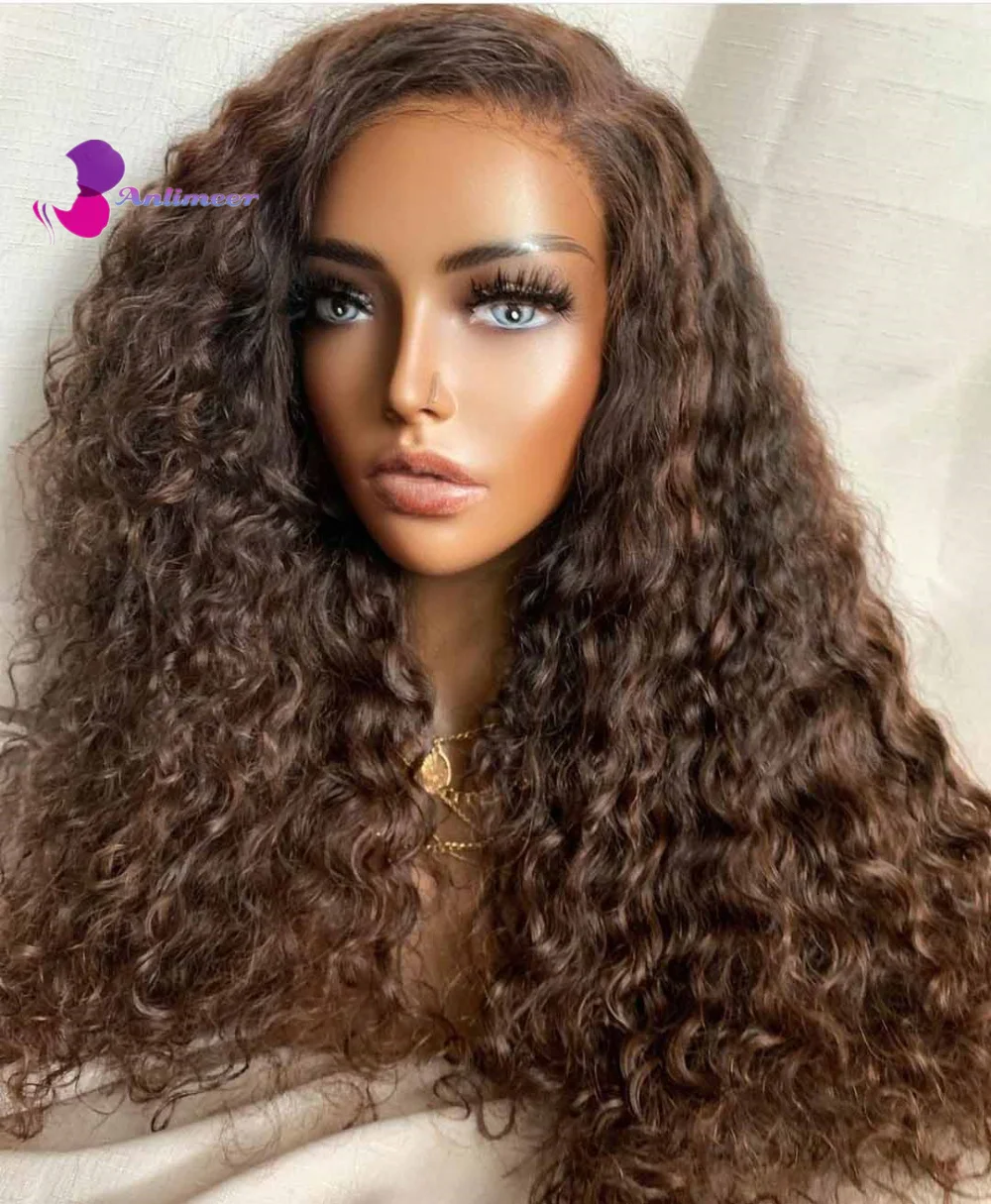 

Chocolate Brown Lace Front Wig Human Hair 13x6 Water Wave Wig Lace Front Wigs Human Hair 13x4 Frontal Wig 4# Color Wig for Women