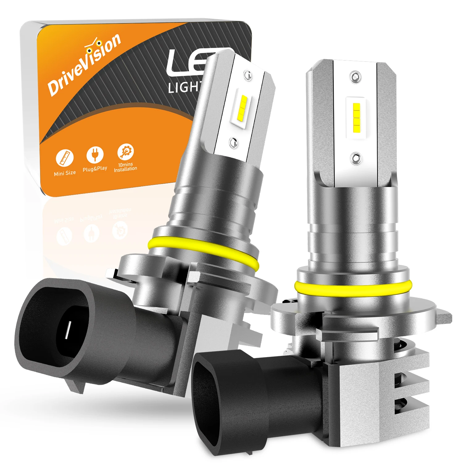 DriveVision, 2 шт., лампы головного света H11 9005 HB3 9006 HB4 6500K, белые супер яркие лампы для фар с вентилятором, лм, 12 В