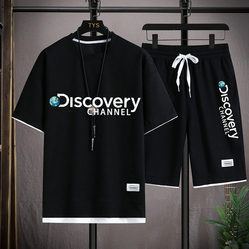 Men's casual T-shirt and shorts set, short sleeved Sportswear, summer street clothes, sports fashion, 2 sets