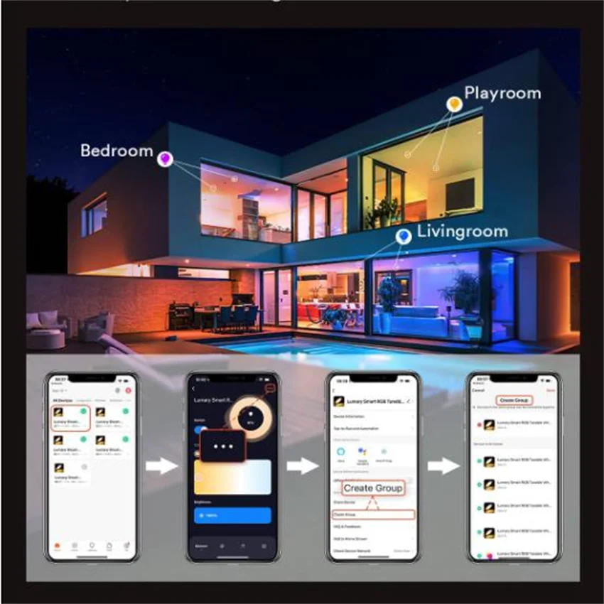 

Умный светодиодный светильник, 6 дюймов, Wi-Fi и bluetooth, 12 Вт
