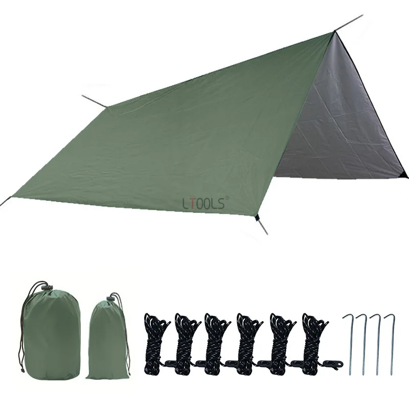 

210T Square Waterproof Tarp Tent Shade Outdoor Camping Hammock Rain Fly UV Garden Awning Canopy Sunshade Ultralight Sun Shelter