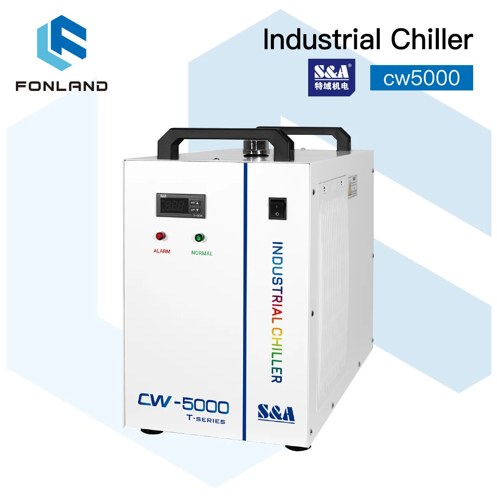 FONLAND S&A CW5000 DG110V TG220V Industrial Water Chiller for CO2 Laser Engraving Cutting Machine Cooling 80-100W Laser Tube