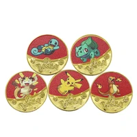 pokemon pikachu coins charmander squirtle bulbasaur medallion metal material commemorative collection toys gifts for children