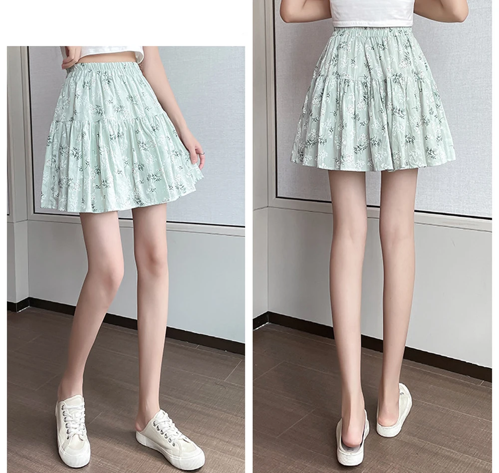 Мини-юбка женская летняя плиссированная с поясом на резинке |