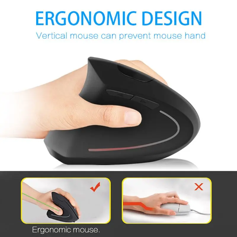 

Left-Handed Mouse Rechargeable Ergonomic Vertical Mice with USB Receiver for PC 667C
