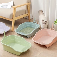 1 set cat litter box with shovel heightened fence semi closed easy cleaning hamster cat dog bedpans toilet pet supplies