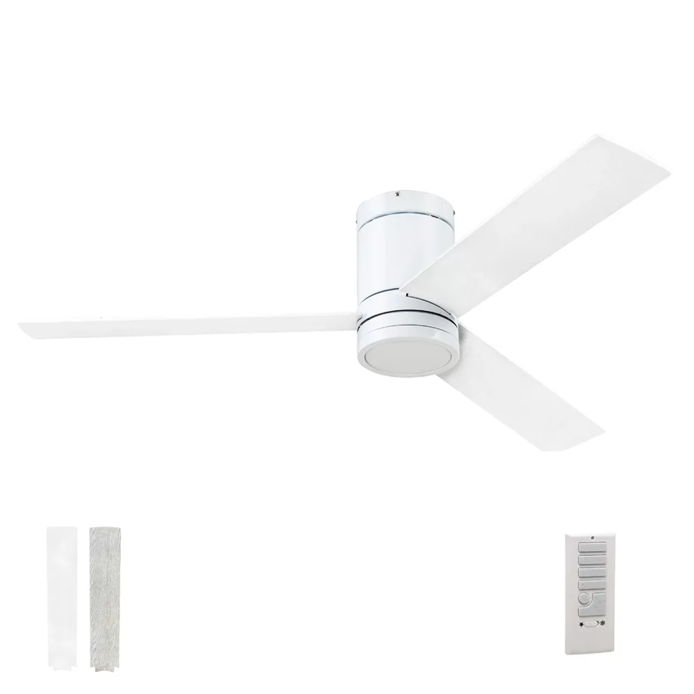 

52" Espy Bright White Remote Control Ceiling Fan, 3 Blades Ceiling Fans with Led Light Chandelier Fan Home Appliance