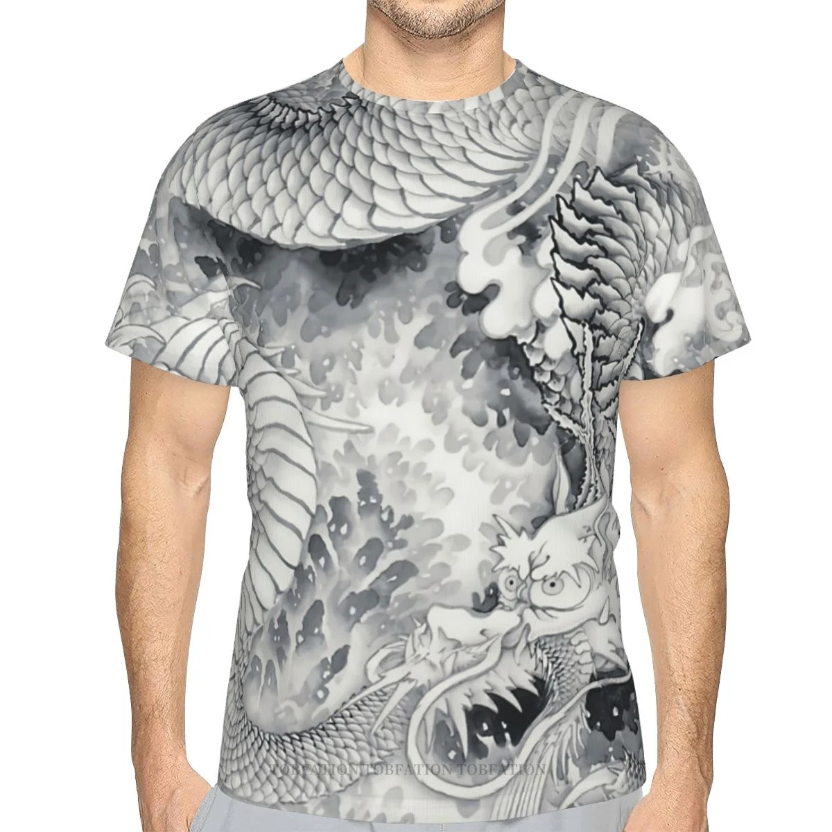 

Ink Painting Dragon Japan Tattoos Art 3D Print Polyester T-shirt Men Women Gym Short Sleeve TShirt Streetwear Oversized Tops