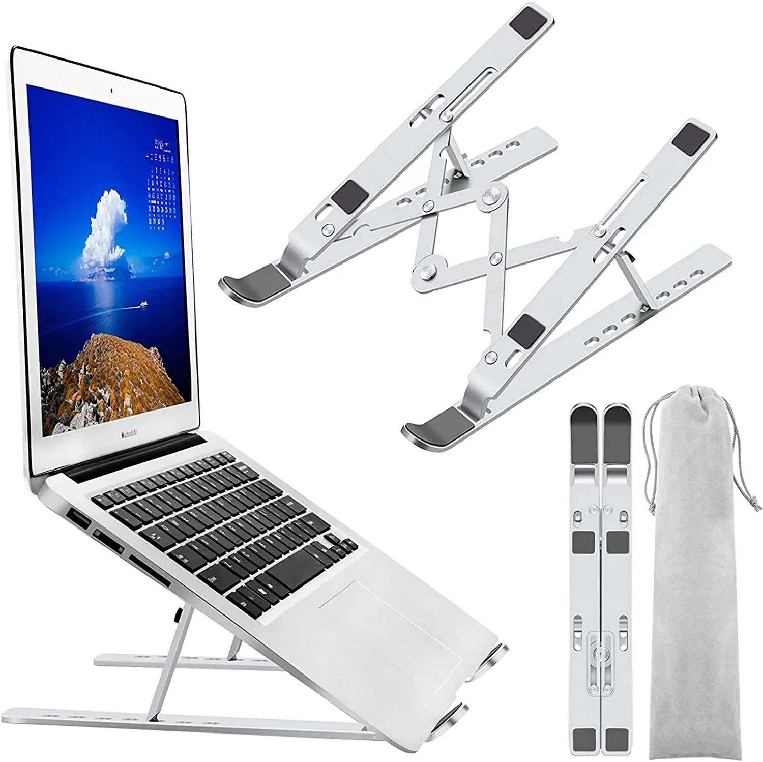 

Laptop Stand, Laptop Holder Riser Computer Stand, Adjustable Aluminum Foldable Portable Notebook Stand, Compatible with MacBook