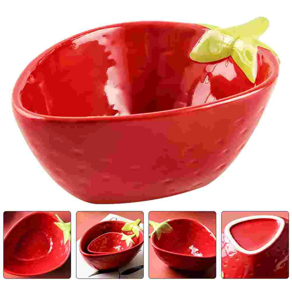 

1Pc Ceramic Dish Creative Salad Bowl Food Container Party Tableware Decor (Red)