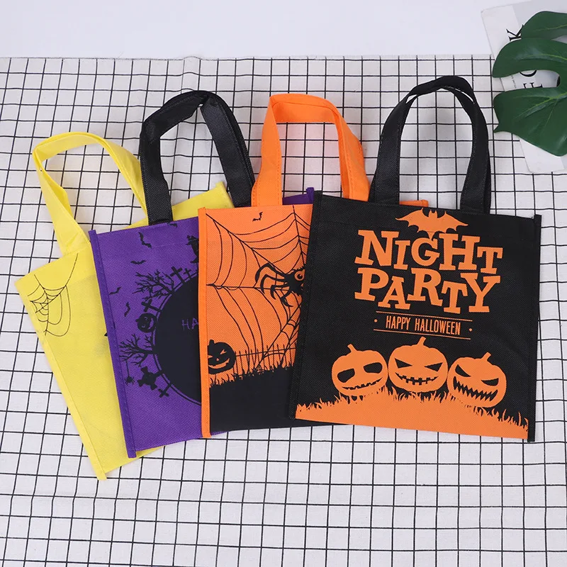 Children Halloween Tote Bag Candy Packaging Storage Bucket Children Trick or Treat Halloween Party Bags Home Deco