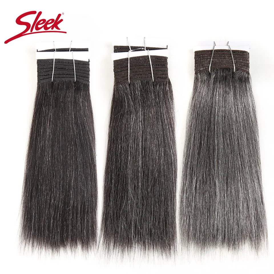 Mechones de pelo liso Yaki brasileño elegante, Color #44 #34 #280 51 #, extensiones de cabello humano Remy gris Piano