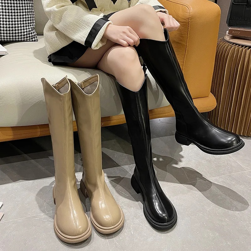 Женские резиновые ботинки сапоги на плоской подошве платформе-Женские