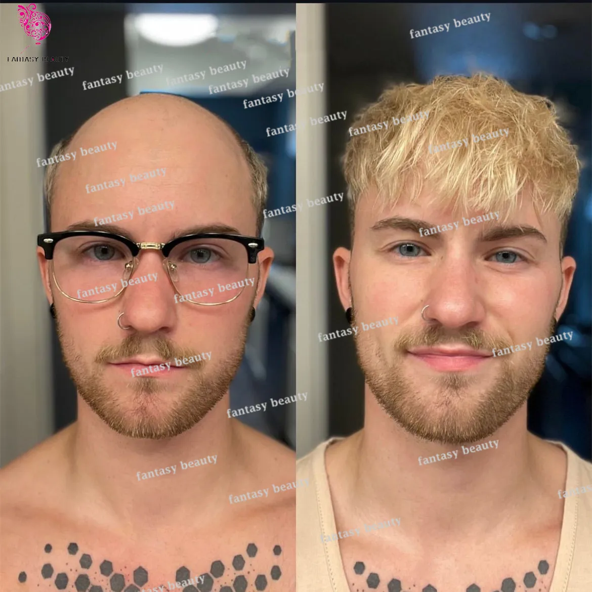 Мужской парик естественная линия волос пепельно-русый 100% человеческие волосы