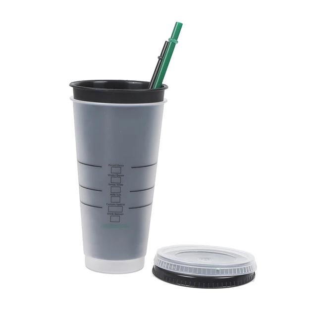 1PCS Food Grade PP Plastic Drink Change Color Straw Mugs With Lid Plastic Tumbler Matte Coffe Bottle Cup 5