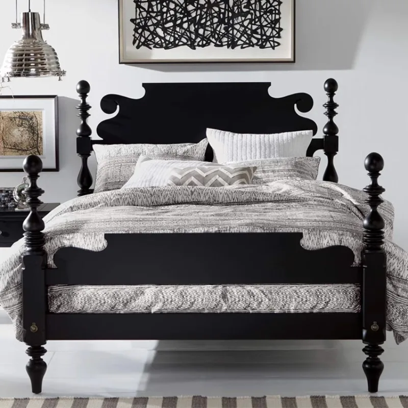 Кровать в стиле ретро из цельного дерева американском белая черная Quincy короткая