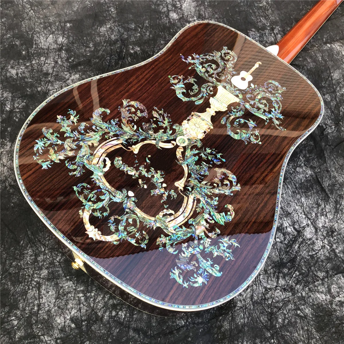 

Top Quality Real Abalone All Solid Wood D Type Acoustic Guitar Free Shipping