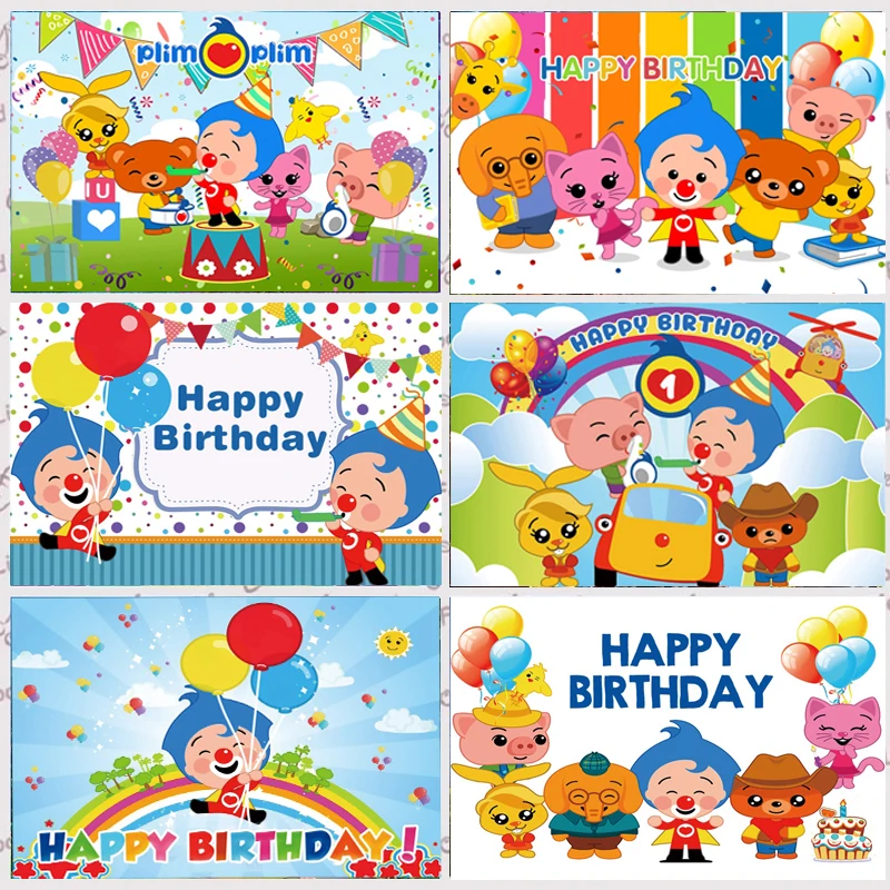 

Plim Plim Photography Backdrop Circus Baby Shower Boys 1st Birthday Party Bunting Animals Custom Photo Background Banner Decor