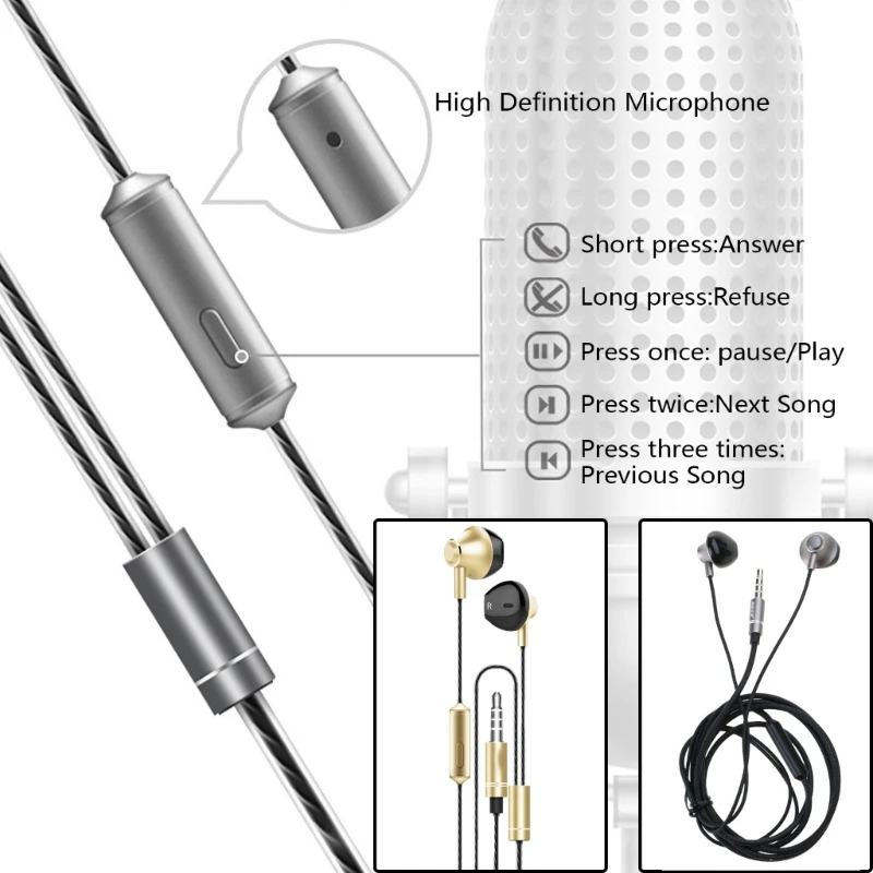 Удобные вкладыши с управлением Наушники-вкладыши четким звуком и удобной