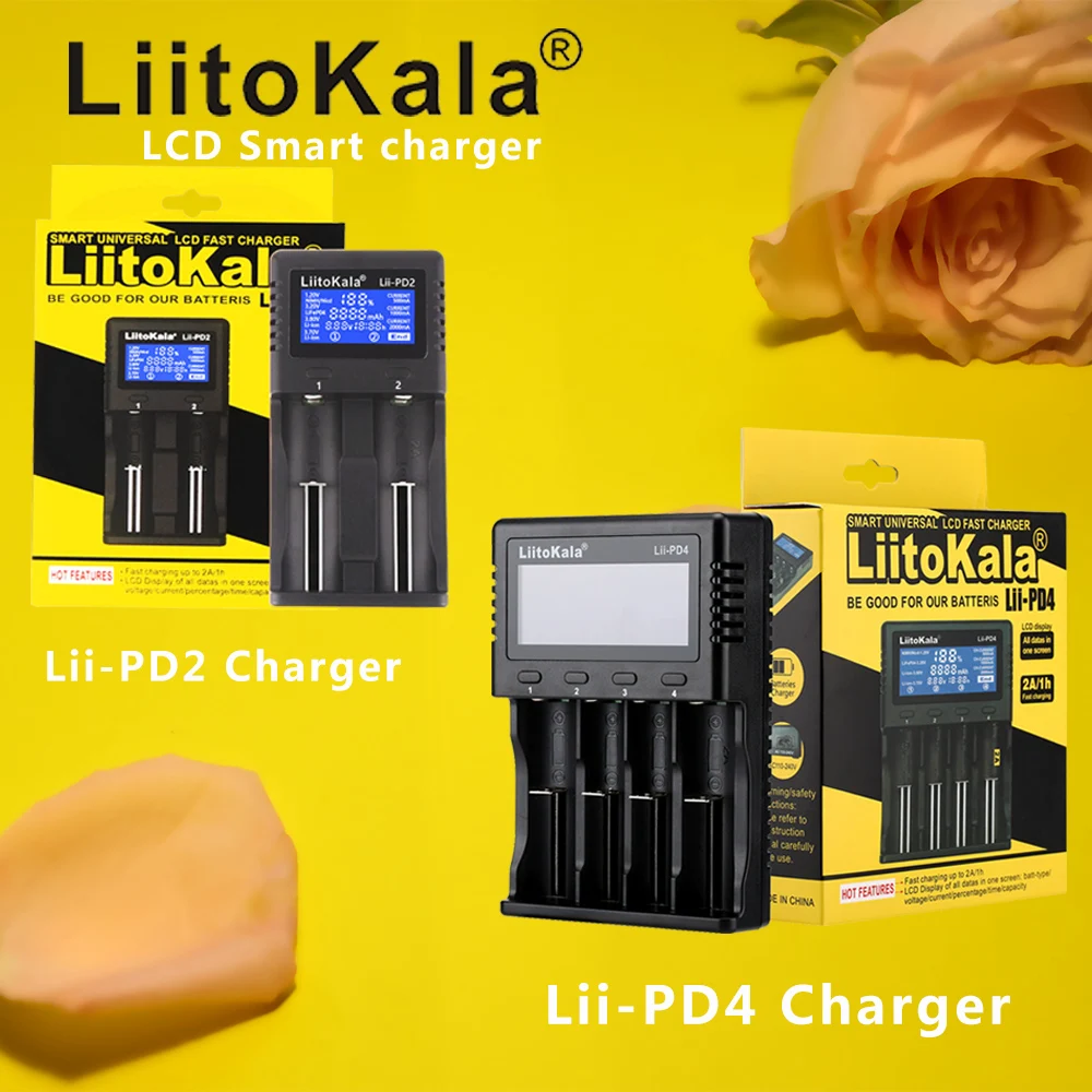 

LiitoKala Lii-PD2 Lii-PD4 Lii-S8 Lii-500 Lii-600 Lii-PL2 battery Charger for 18650 26650 21700 AA AAA 3.7V lithium NiMH battery