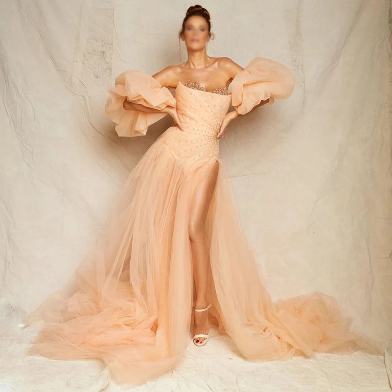 

Sexy A-Line Boat Neck Court Train Off Shoulder Backless Sequined Evening Gown Fashion Dress Engagement Birthday Party