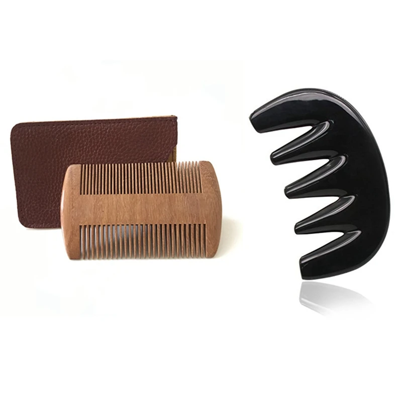 

Gua Sha Treatment Scraping Massage Tool Ultra Smooth Edge Horn Comb With Wooden Beard Natural Sandalwood Beard Comb