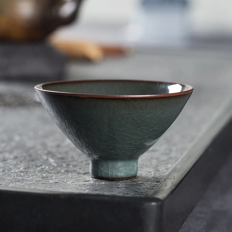 

Чашка Longquan ручной работы из железа, Бамбуковая Шляпа, чайная чаша, керамическая чашка для медитации в чашане