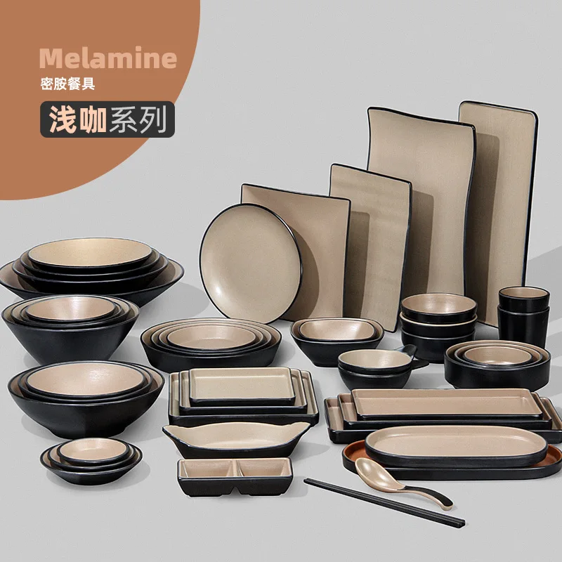 1 PCS Simple BBQ Tableware Korean Kitchen Supplies Environmental Protection Products Tableware Melamine Cutlery Tray Bowl Set