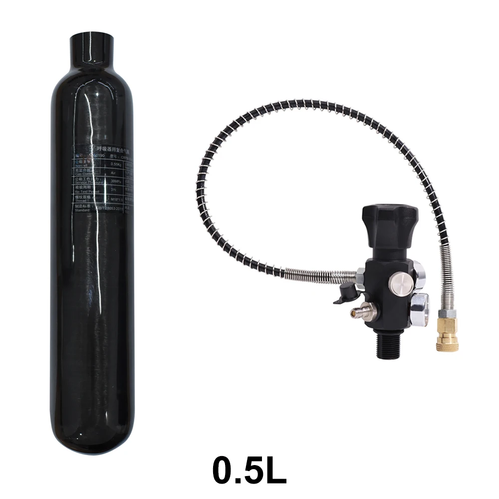 

0.5L 4500Psi 300Bar Air Tank Carbon Fiber Cylinder Pcp HPA Paintball Fill Station Rifle Gun Charging Valve Regulator M18*1.5