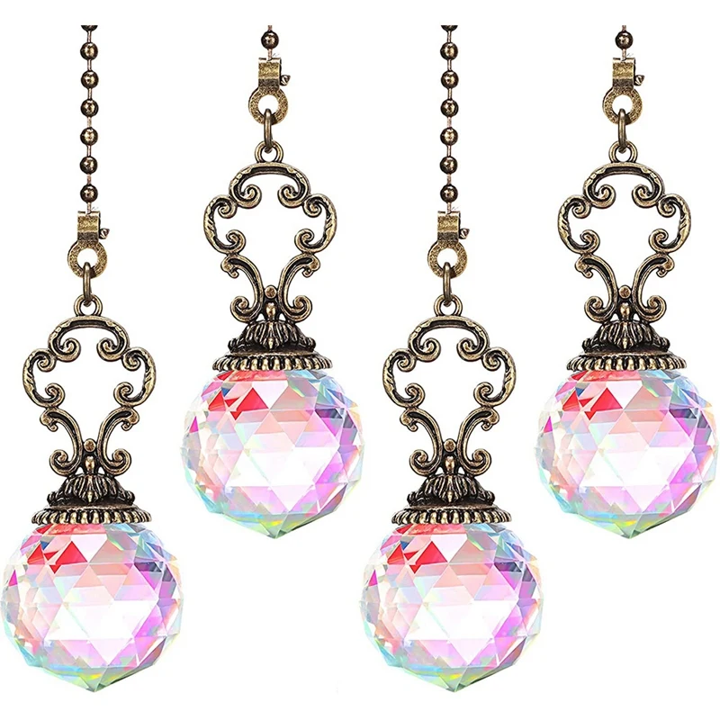 

4 Pieces Ceiling Fan Pull Chains Extender Crystal Light Pull Chain Extension Ornament For Ceiling Light Fan Desk Lamp