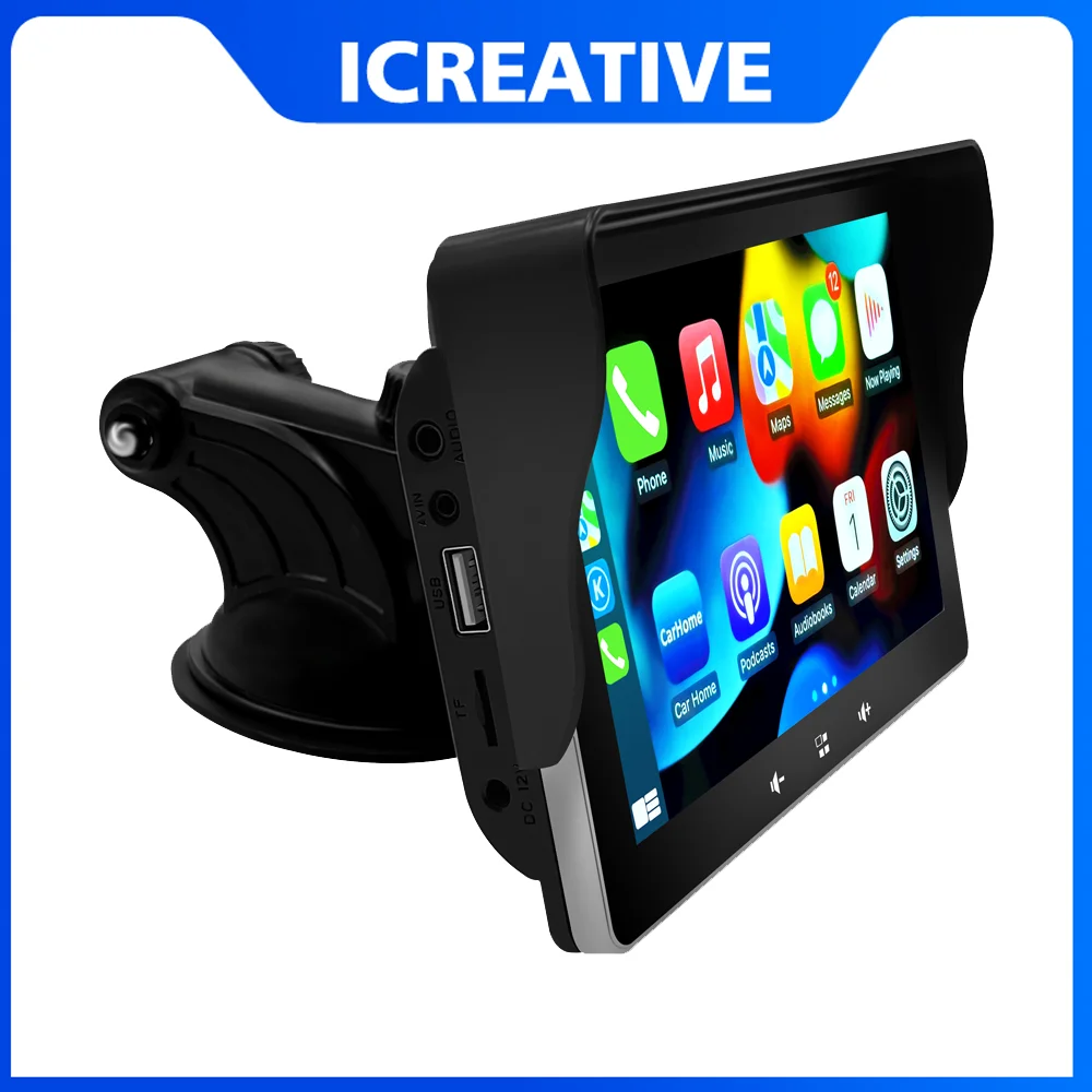 

Portable Wireless Apple Carplay and Android Auto 7'' IPS Touchscreen Multimedia Player Mirror Link Google Siri Assist