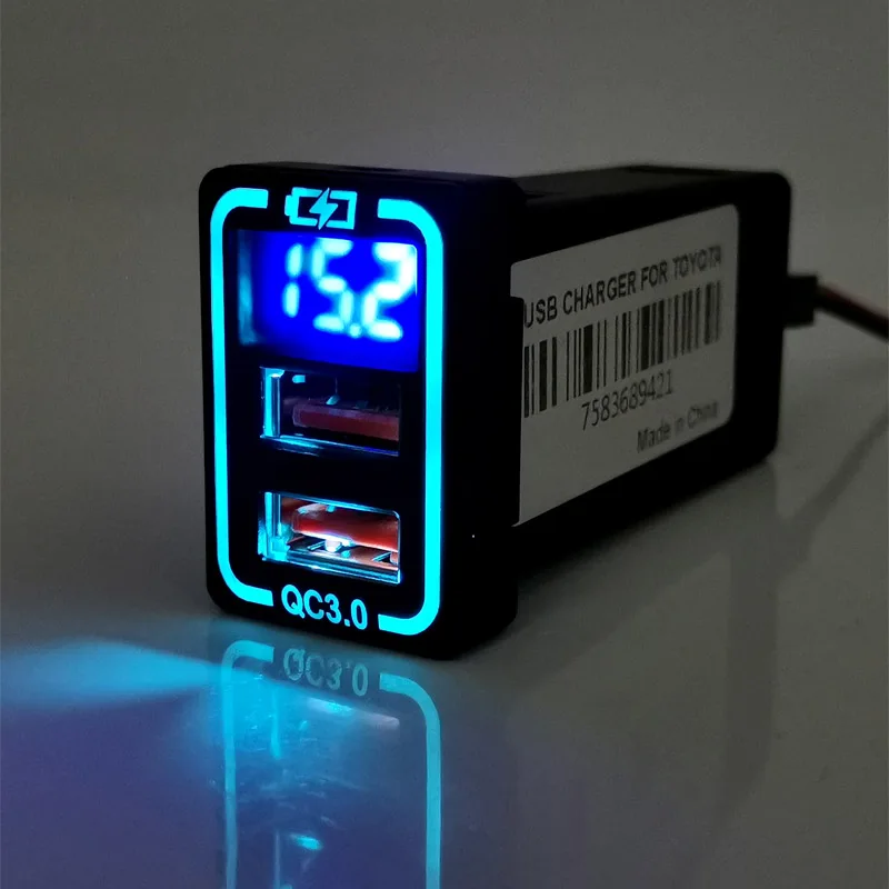 Автомобильное зарядное устройство QC3.0 с USB-портом для смартфонов TOYOTA Camry Land Cruiser 200 RAV4 Corolla