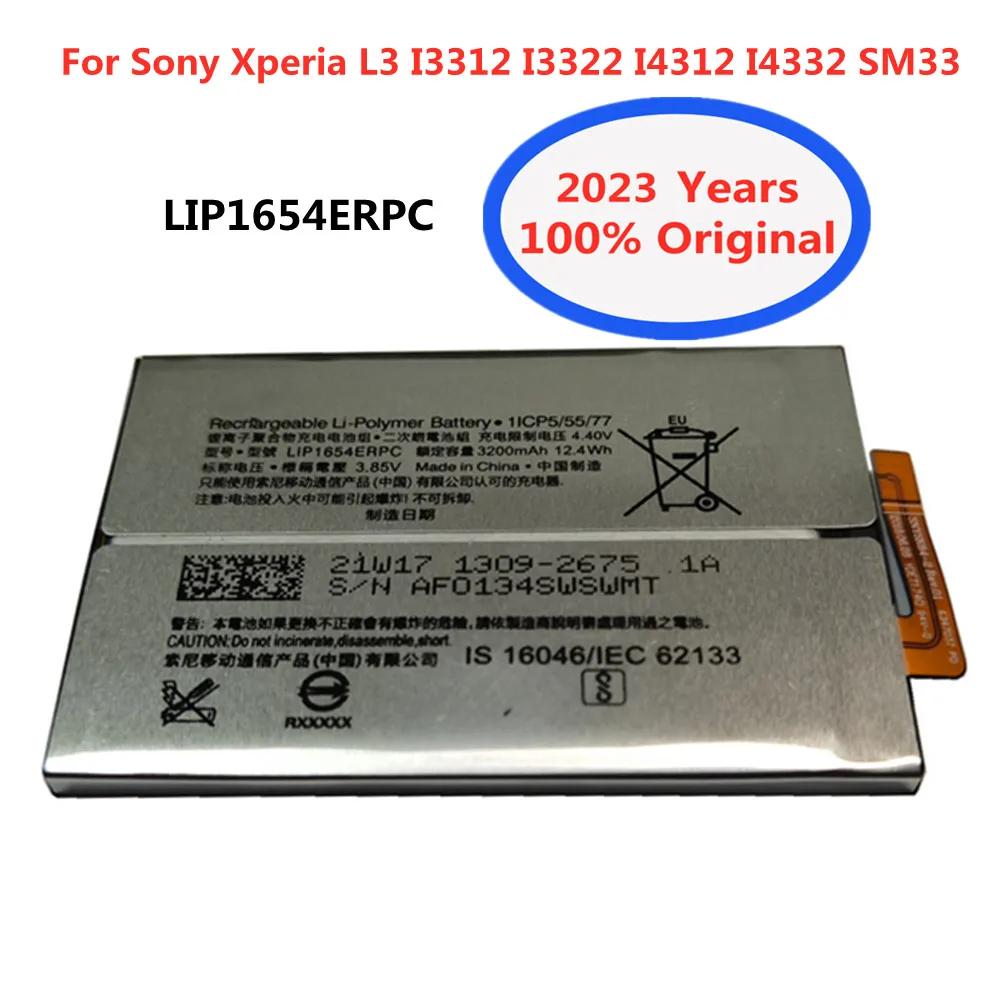 Сменный аккумулятор для Sony Xperia L3 I3312 I3322 I4312 I4332 SM33 LIP1654 SNYS1654, 3,8 в, 3200 мАч, телефонные батареи