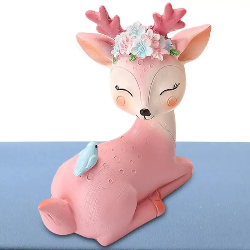 

Small Deer Sculpture Cartoon Resin Deer Decorations For Home Christmas Deer Statue Cake Toppers Holiday Car Home Office Table