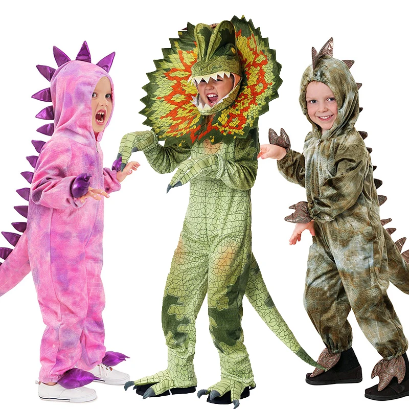 Disfraz de dinosaurio del Mundo Jurásico para niños, disfraz de dinosaurio Tilly el t-rex, Dilophosaurus, para Halloween