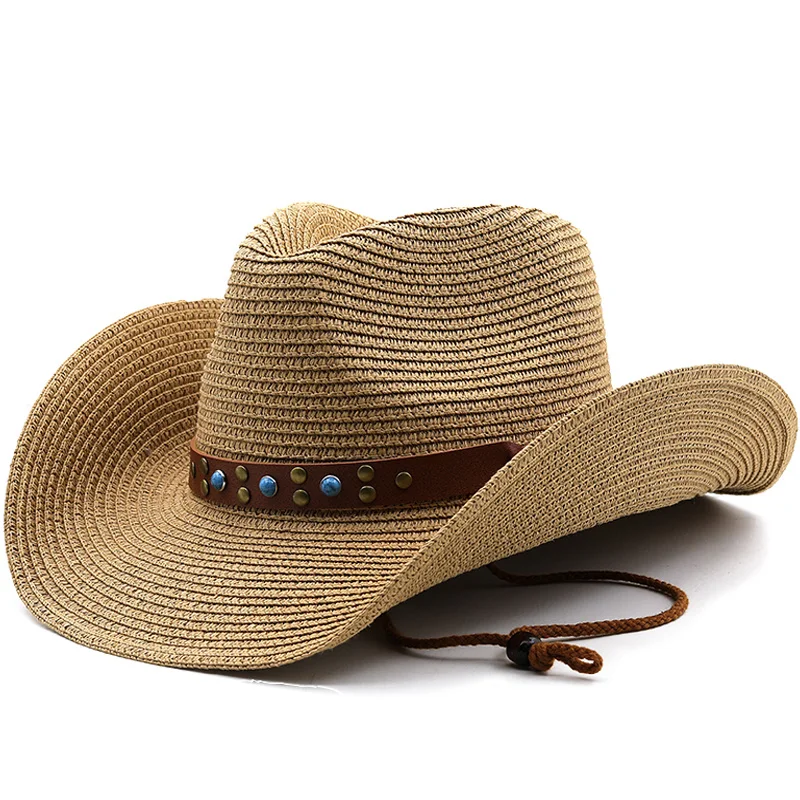 Hat Sun New Cowgirl Summer Straw Hat Ladies Men's Western Cowboy Hat Ladies Fashion Braided Sunscreen Sunshade BeachHat