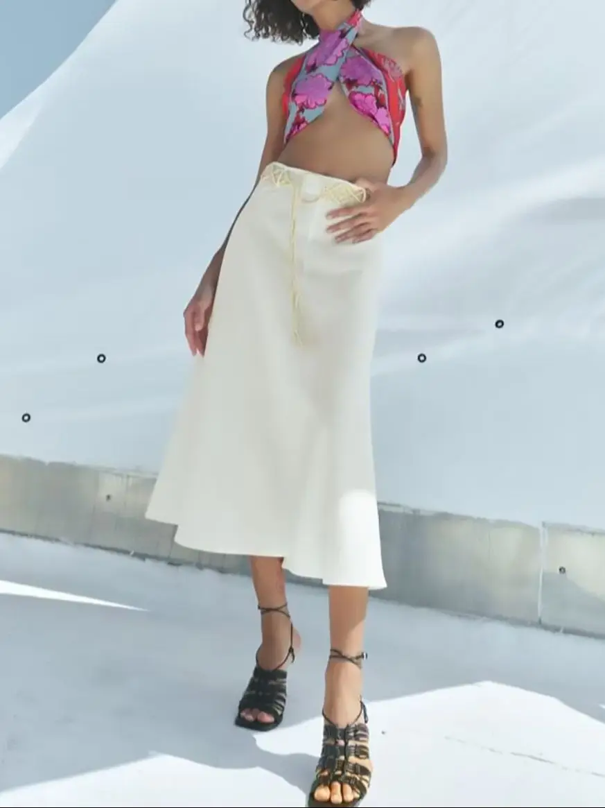 

Summer Women's Belt Zipper High Quality White Skirt Belt Design Boho Style