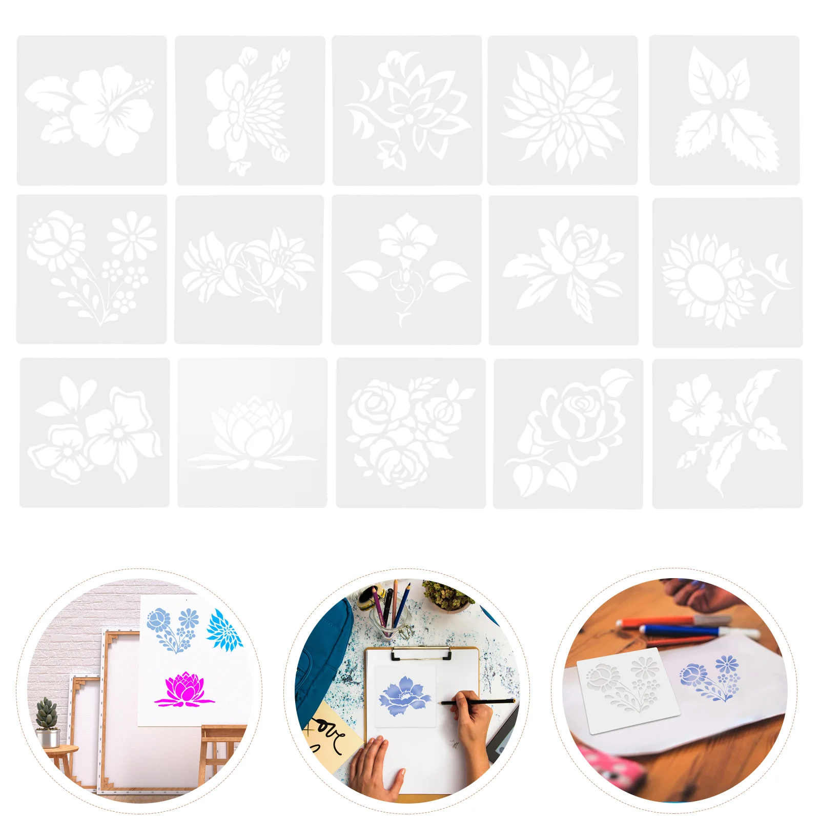

16 Pcs Painting Hollow Out Template Kids Stencils Novel DIY Supplies Beautiful Drawing Templates Creative The Pet Plants Child