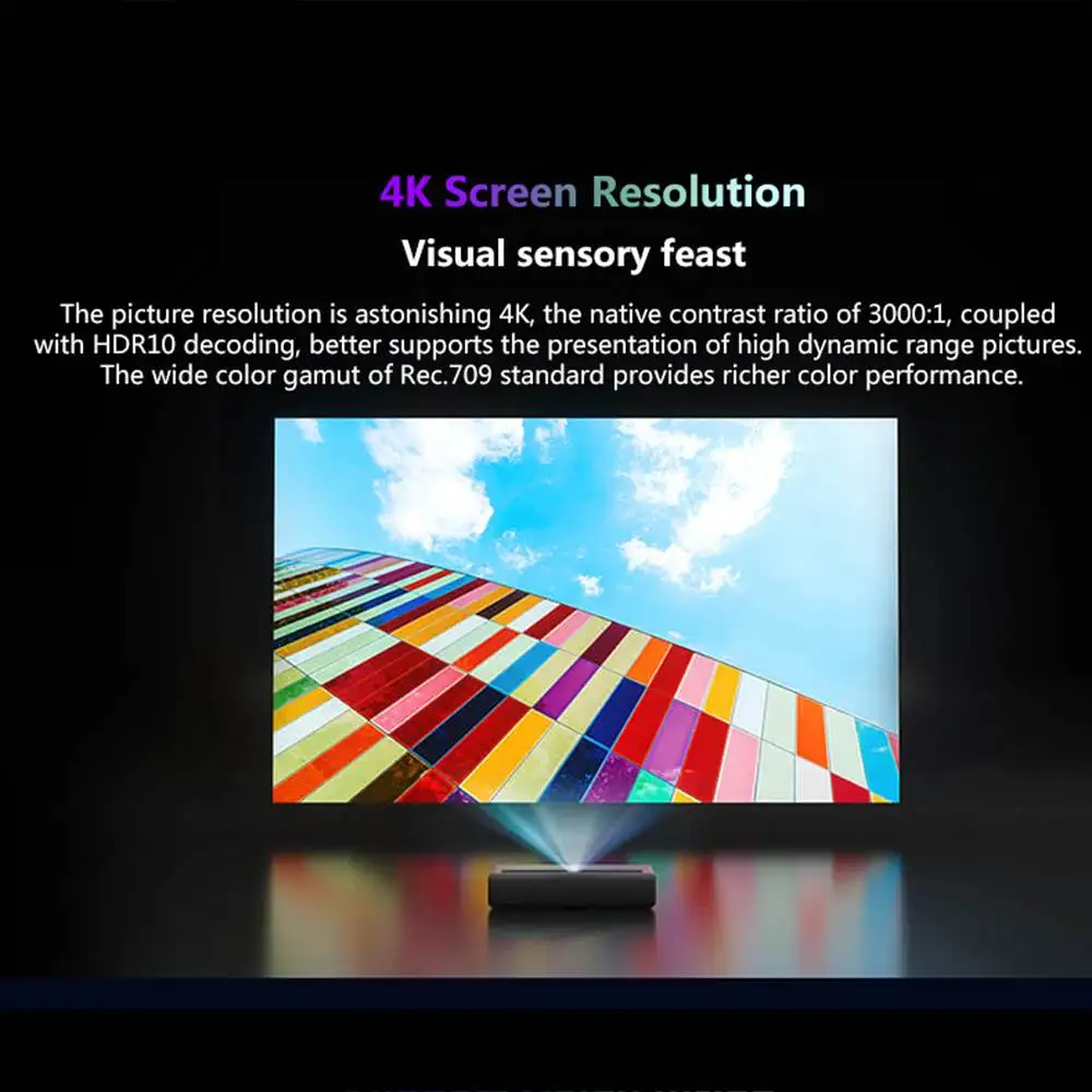 Xiaomi 4K ТВ лазерный кинотеатр 2 Android 9 0 UHD 2400 ANSI люменов 3 ГБ DDR4 ОЗУ eMMC 32 Гб ПЗУ ALPD 150