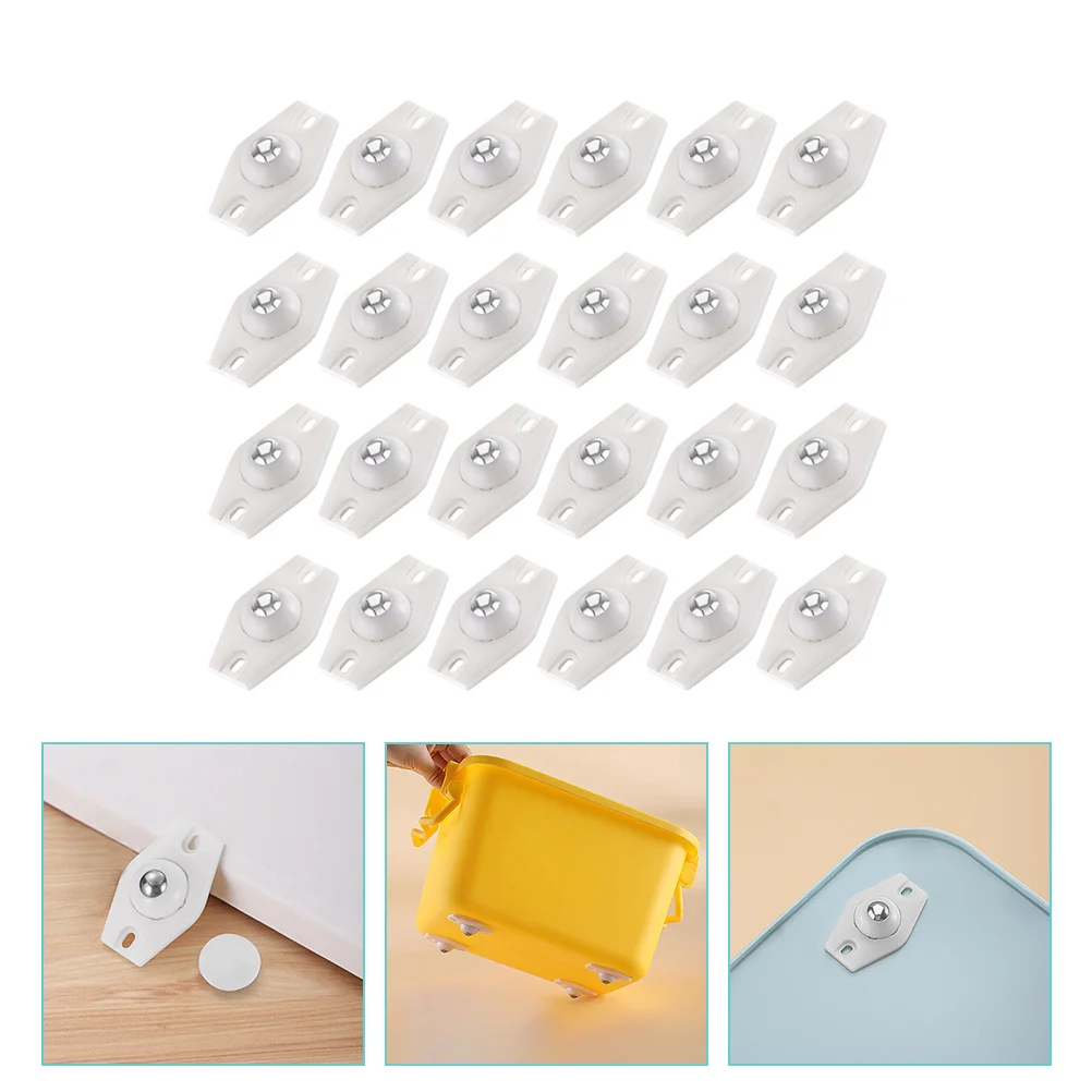 

24pcs Stainless Steel Paste Universal Wheel Small Caster Wheels Self Adhesive Universal Caster Wheels Adhesive Paste Pulleys