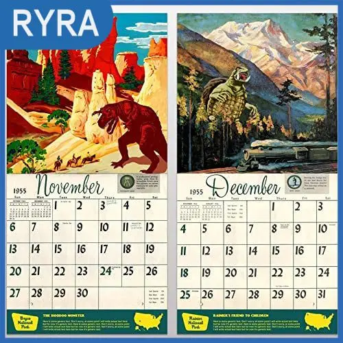 

2022 National Park Monsters Calendar - Alternate Histories Hangable Wall Calendar For Home, Animals Calendars Art House Decor