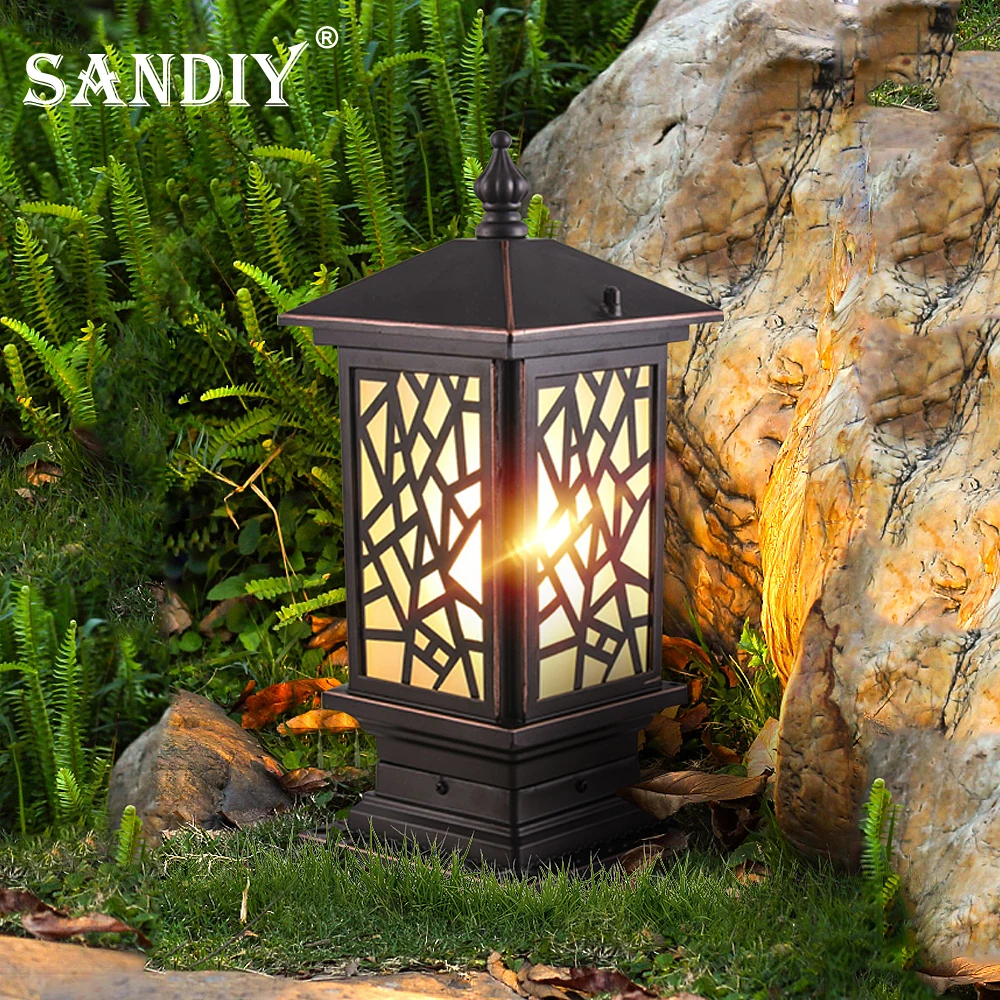 SANDIY Outdoor Porch Light Pillar Wall Lamp Waterproof Vintage Led Lighting for House Gate Patio Aisle Exterior Sconce 20W E27