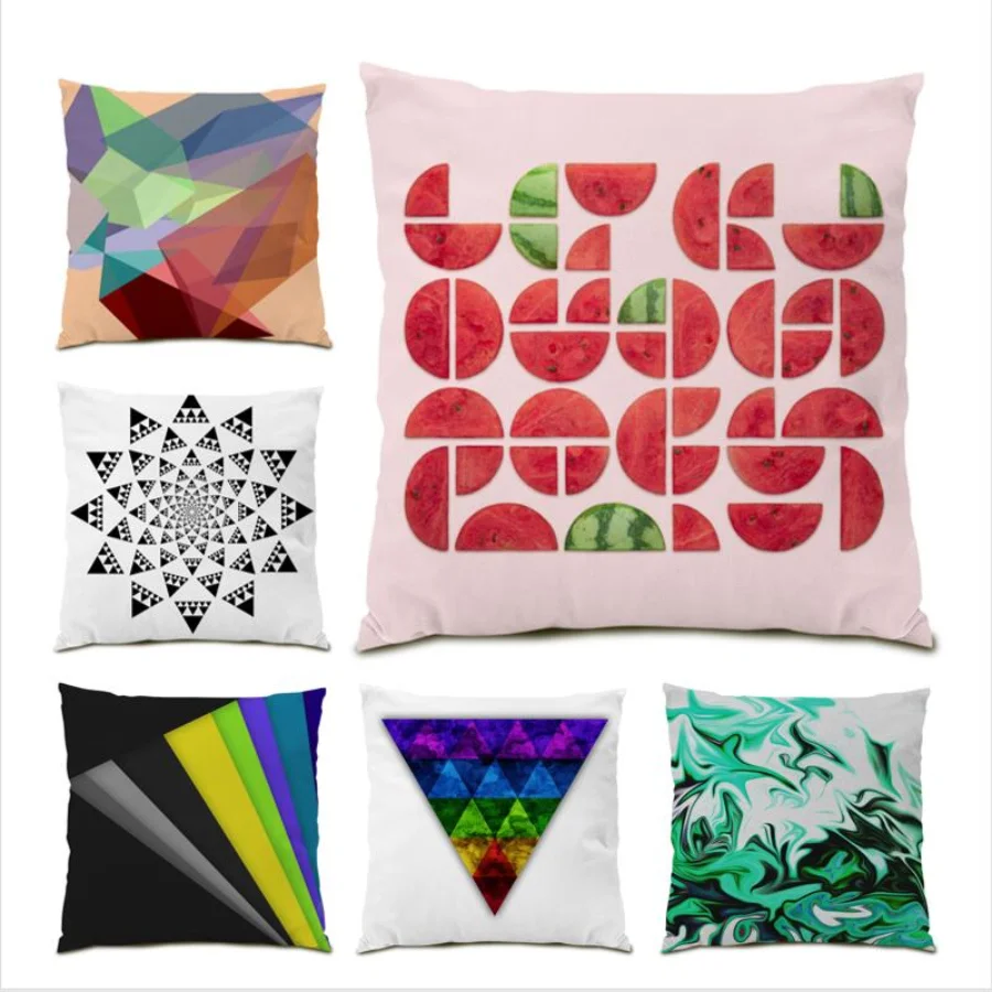 

Geometric Decoration Home Living Room Decoration Color Geometry Pillow Cover Simple Cushion Cover 45x45 Gift Line Abstract E0618