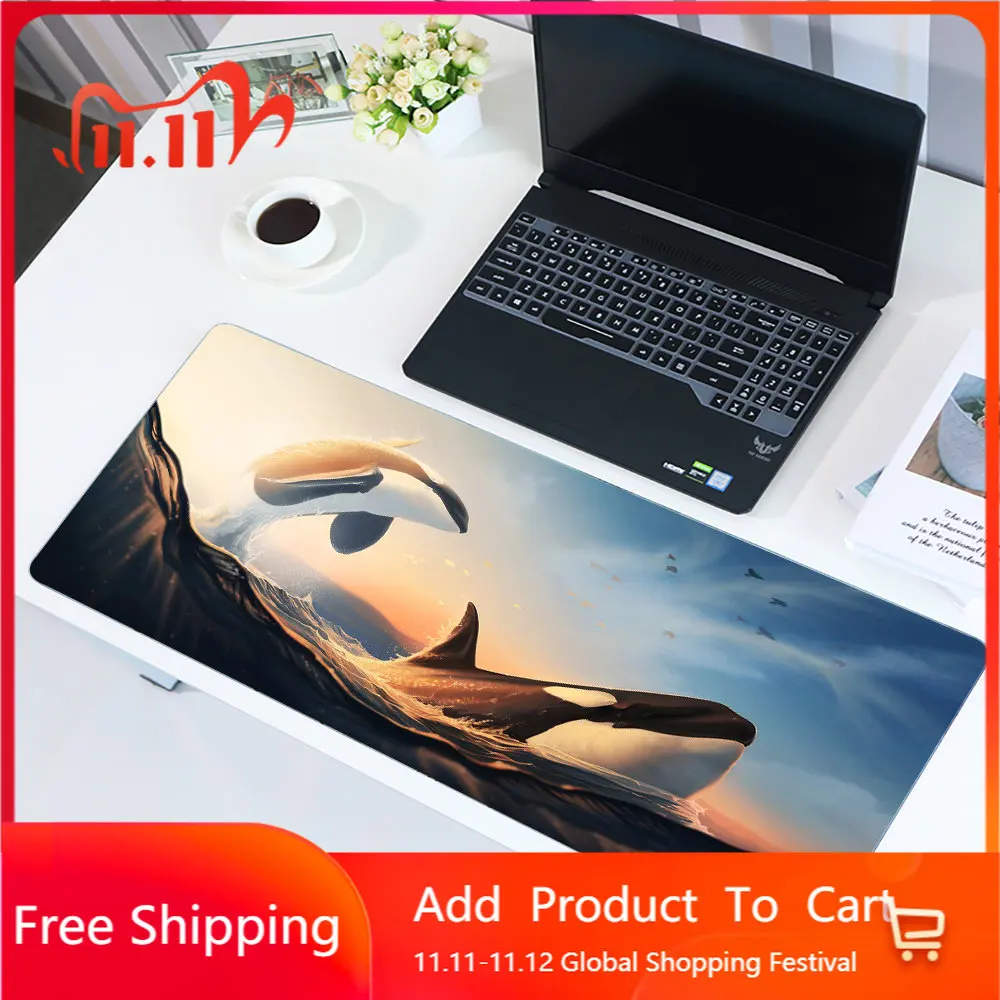 

Large 40X90 Ocean Dolphin Mouse Pad Laptop Play Mat Gaming Hoom Accessories Art Animal Mouse Pad Game Table Pad for Dota Lol