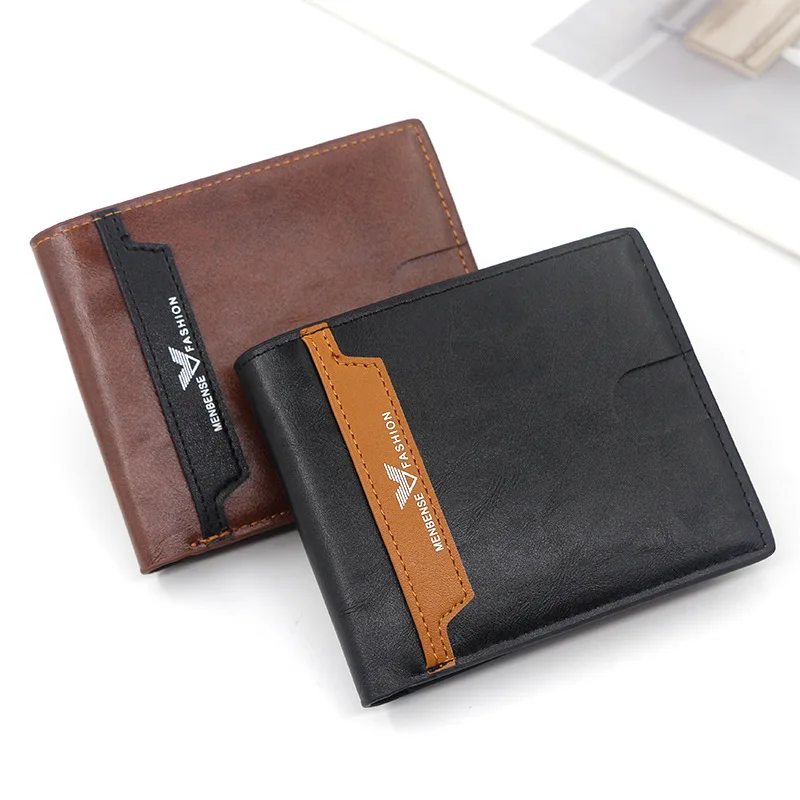 

New Men's Wallet PU leather Two fold leisure time Purse Male Short Insert Card Hinge Large Capacity Casual Fashion Wallet